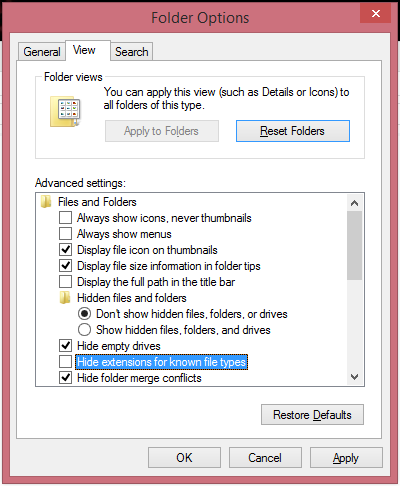 How To Change .txt Files To .java By Showing Windows File Name Extensions