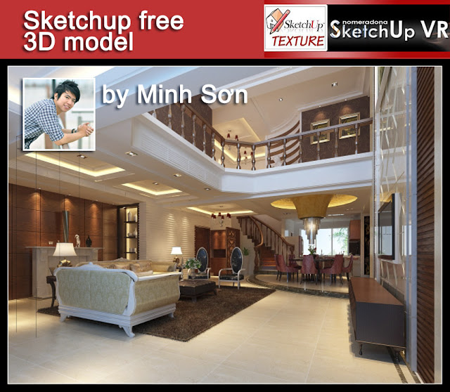 free sketchup model vray setting villa interior#1