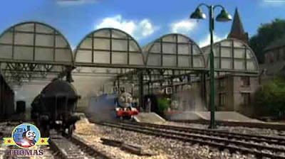 Post train Percy the small engine Thomas the train Gordon and James Sodor Knapford railway station