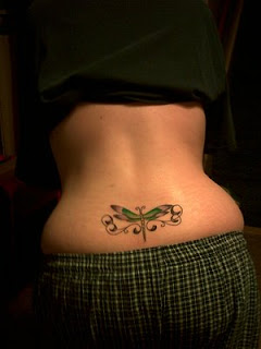 Lower Back Dragonfly Tattoo design for girls