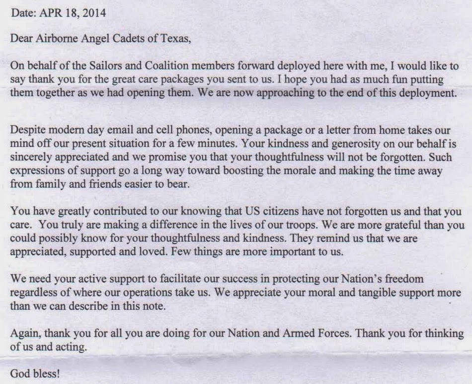 Care Packages for Soldiers Care packages responses from Navy and Coast Guard contacts