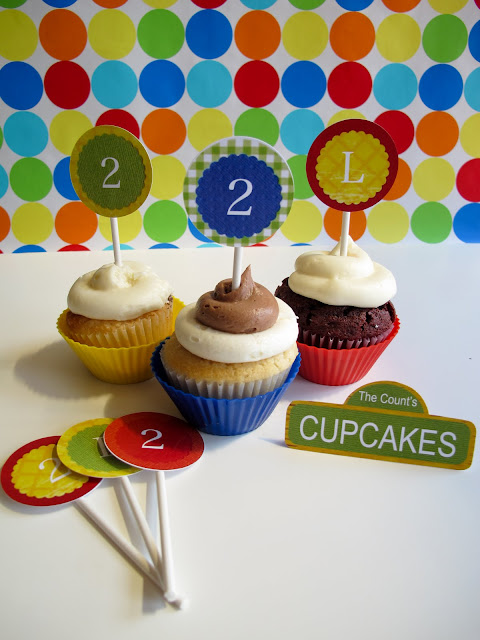 Print off the cupcake toppers found in the printable section of the party guide. Using a 2” circle punch or a pair of scissors, cut out the toppers and tape to a lollypop stick (found at craft stores). Stick into your cupcakes for a colorful addition to any table. Our party guide also includes the recipe to these delicious Oreo Cookie Cupcakes!