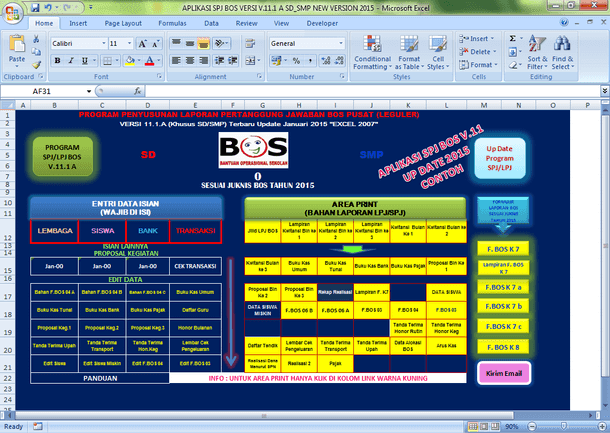 Aplikasi SPJ BOS SD SMP MI MTs SMA SMK MA Format Microsoft Excel