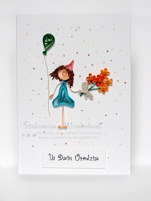 Quilled handmade cards Szalonaisa's Wonderland Quilled Birthday Card