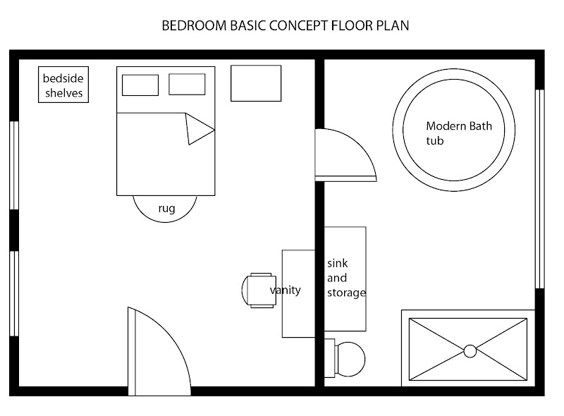 MODERN BEDROOM BASIC FLOOR PLAN title=