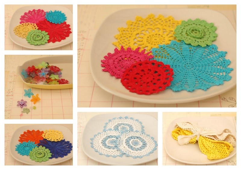 thepaintbrushgoesspottie A few more hand dyed doilies are now in the