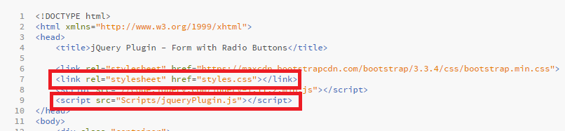 How to code a jQuery Plugin for HTML Form with Radio Buttons 4