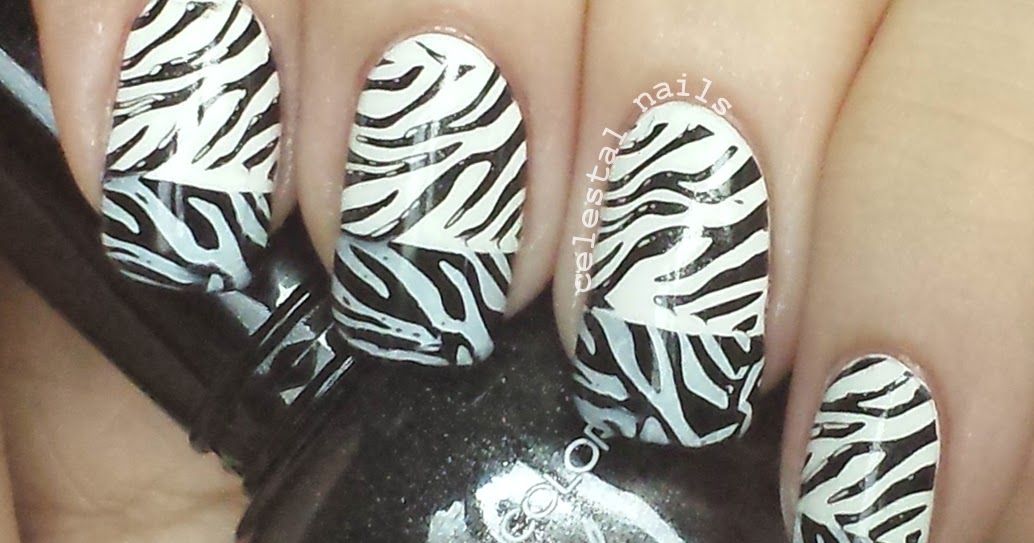 black and white zebra nail art