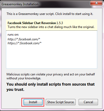 Tukar Chat Box Baru FB ke Chat Box Lama Install+grease+monkey