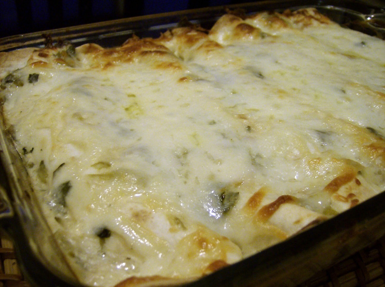 The Skimpy Pantry Green Chile Chicken Enchiladas with Spinach