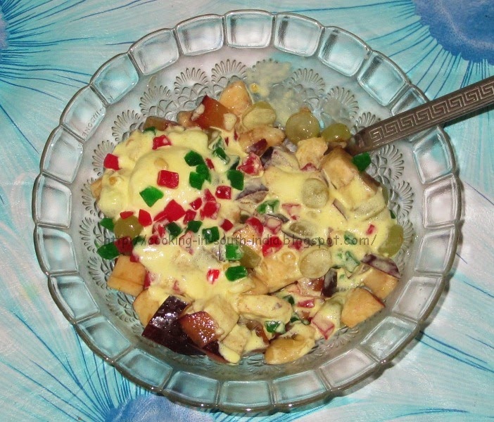 Delicious Fruit Salad with Butterscotch Ice cream South Indian