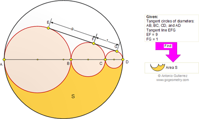  Geometry Problem 600: Circle, Area, Tangent, Semicircle, Tangency Point.