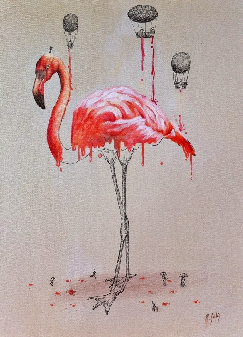 07-Dripping-Flamingo-Ricardo-Solis-Animal-Paintings-and-their-Back-Story-www-designstack-co