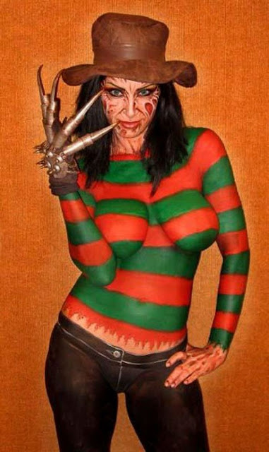 Freddy Kruger with Boobs Body Paint
