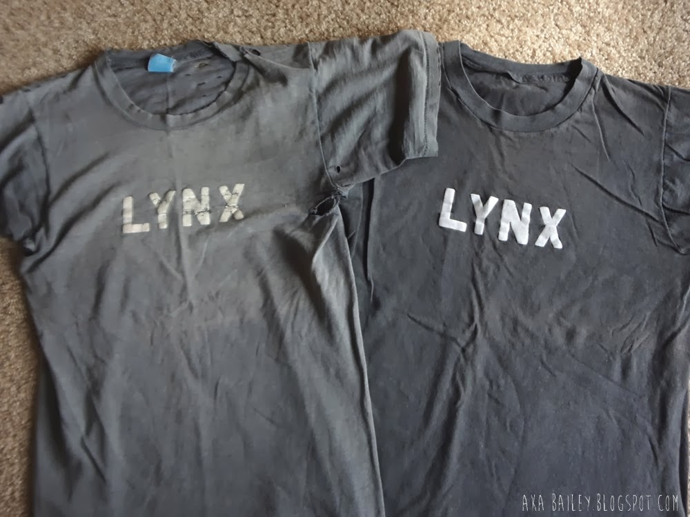 Old vintage band t-shirts, Lynx, grey t-shirts with white lettering.