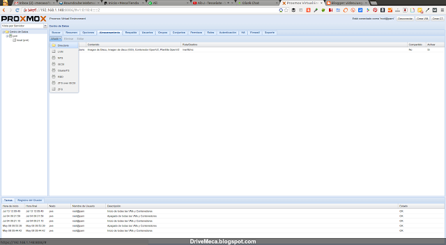 DriveMeca agregando storage a Proxmox