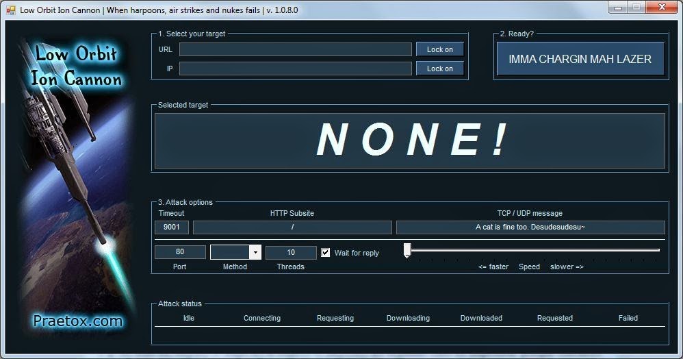 LOIC 1.0.8 (Low Orbit Ion Cannon) A network stress testing application KitPloit PenTest