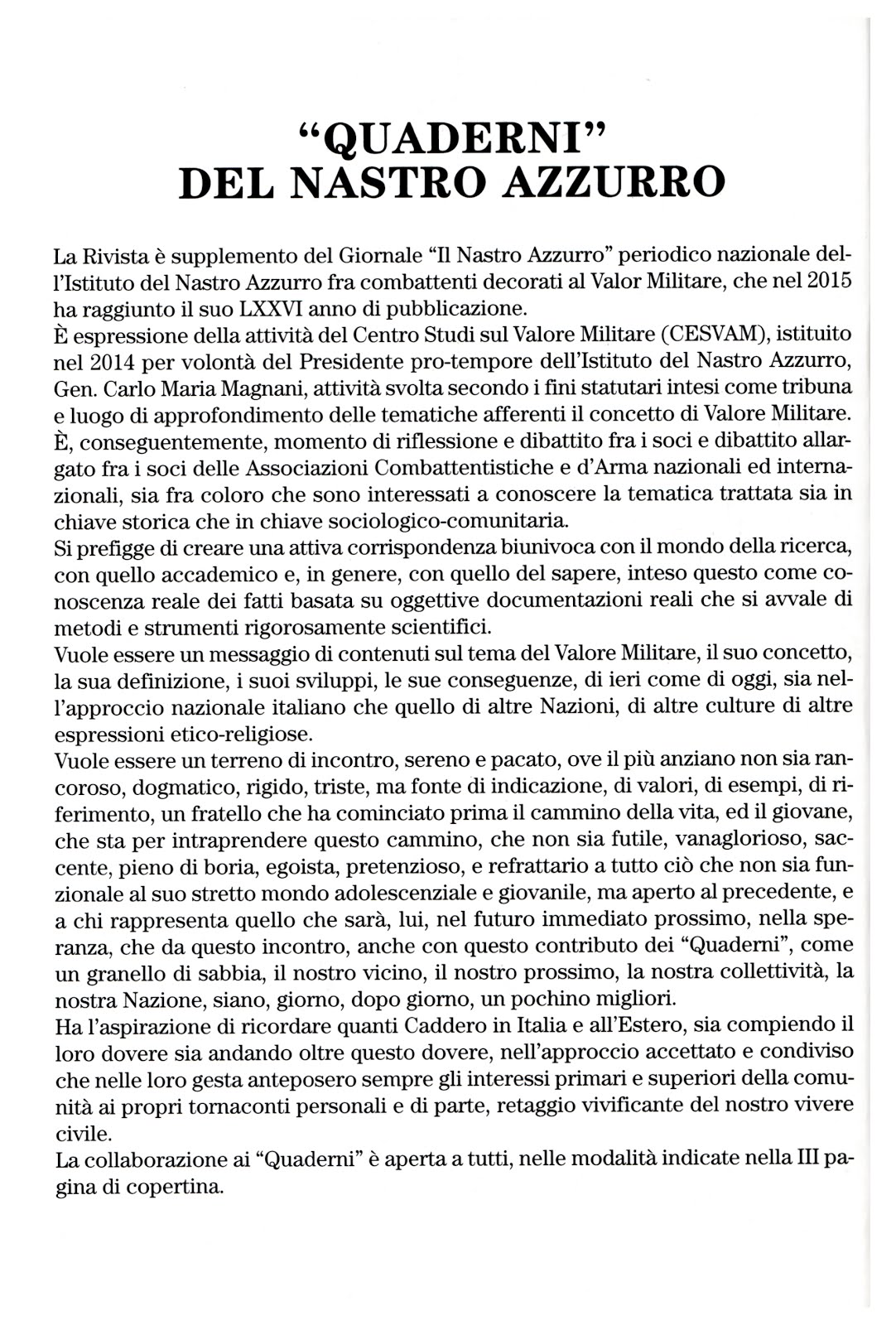 Rivista  QUADERNI