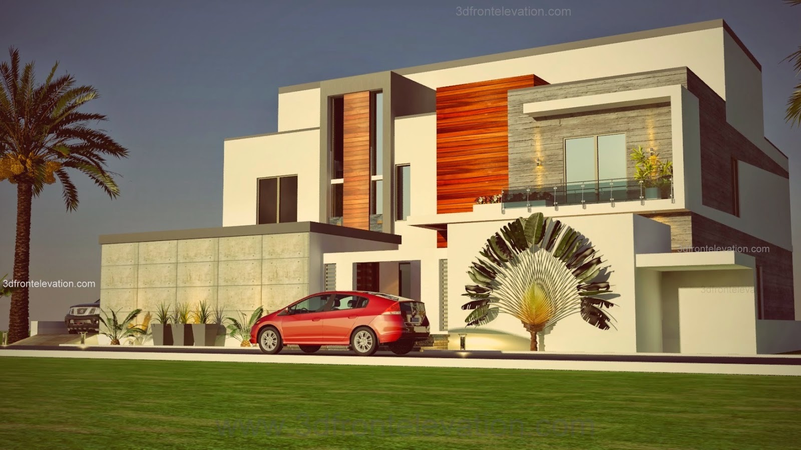 Dubai Arabian Modern Contemporary Beautiful House Design 3D Front ...