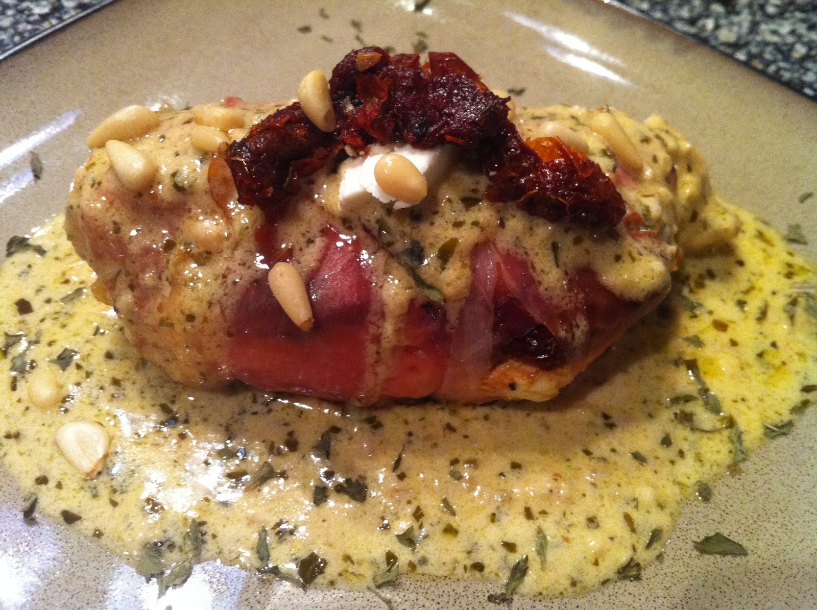 Prosciutto Wrapped Stuffed Chicken with Pesto Cream Sauce Peace Love