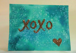 glittered watercolor valentine card