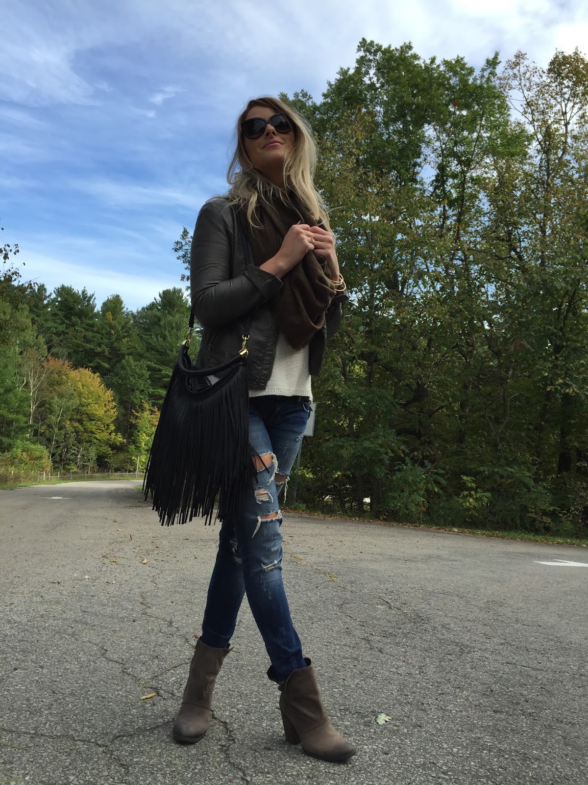 Fall Fashion Ripped Jeans & Ankle Boots A.Co est. 1984