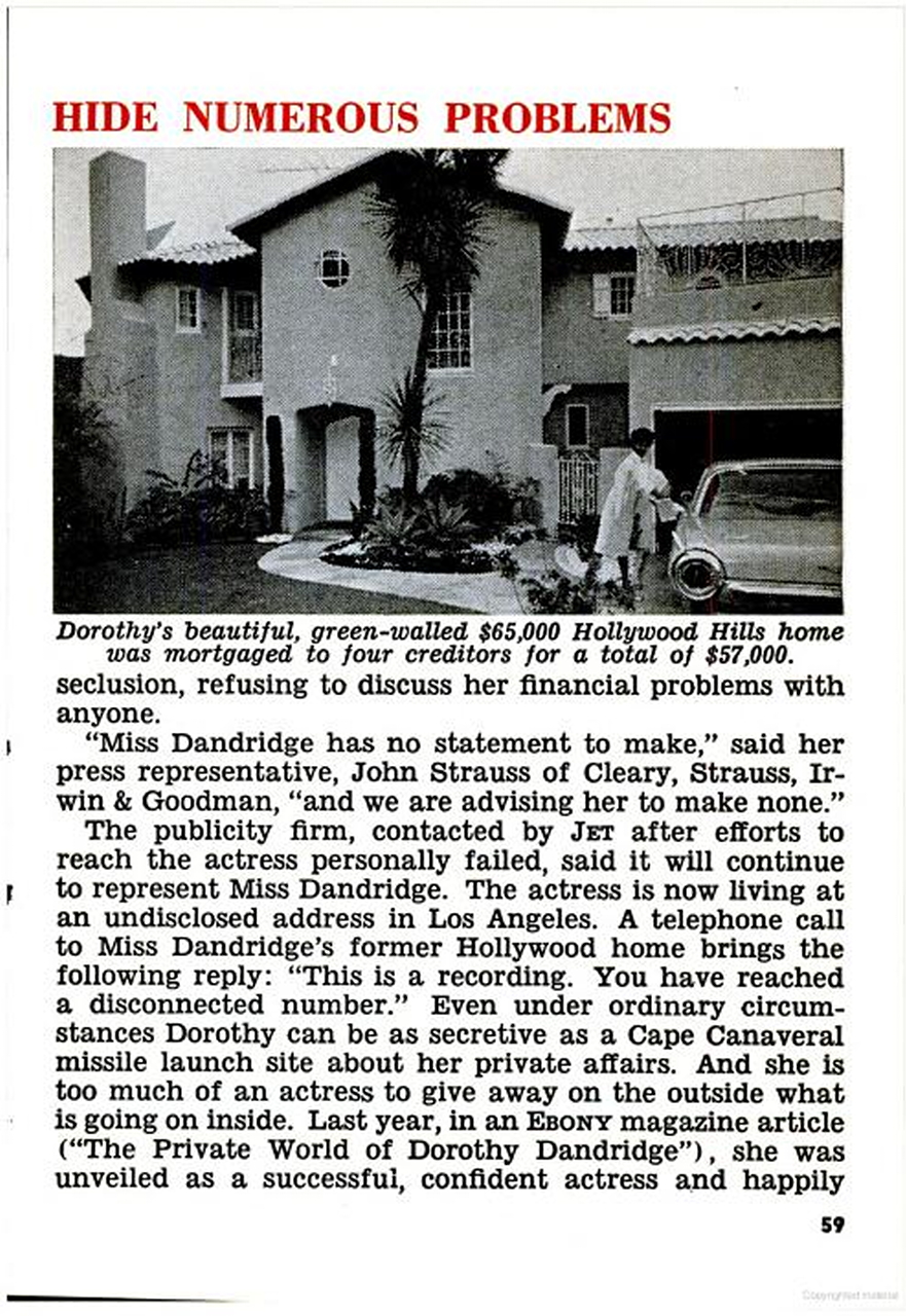 Dorothy Dandridge, Angel Face Articles