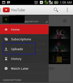 menu upload dashboard Cara Memasukan Video ke Youtube dari HP2