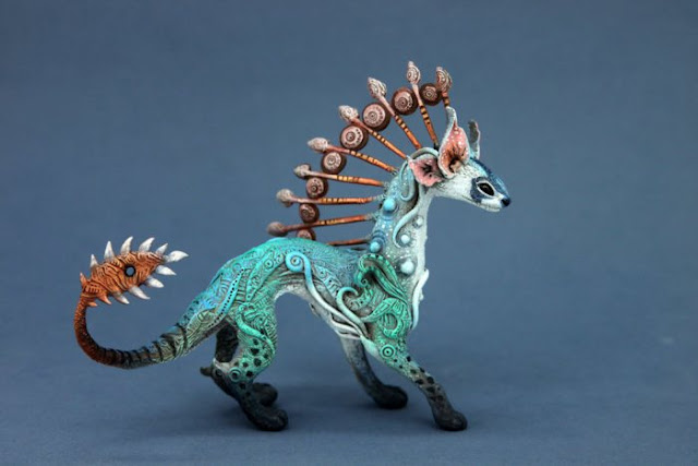 Fantasy animal sculpture made of velvet clay