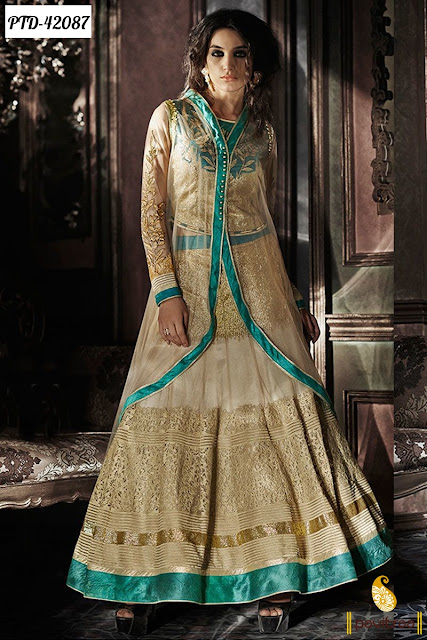 Cream Anarkali Suit @ pavitraa.in
