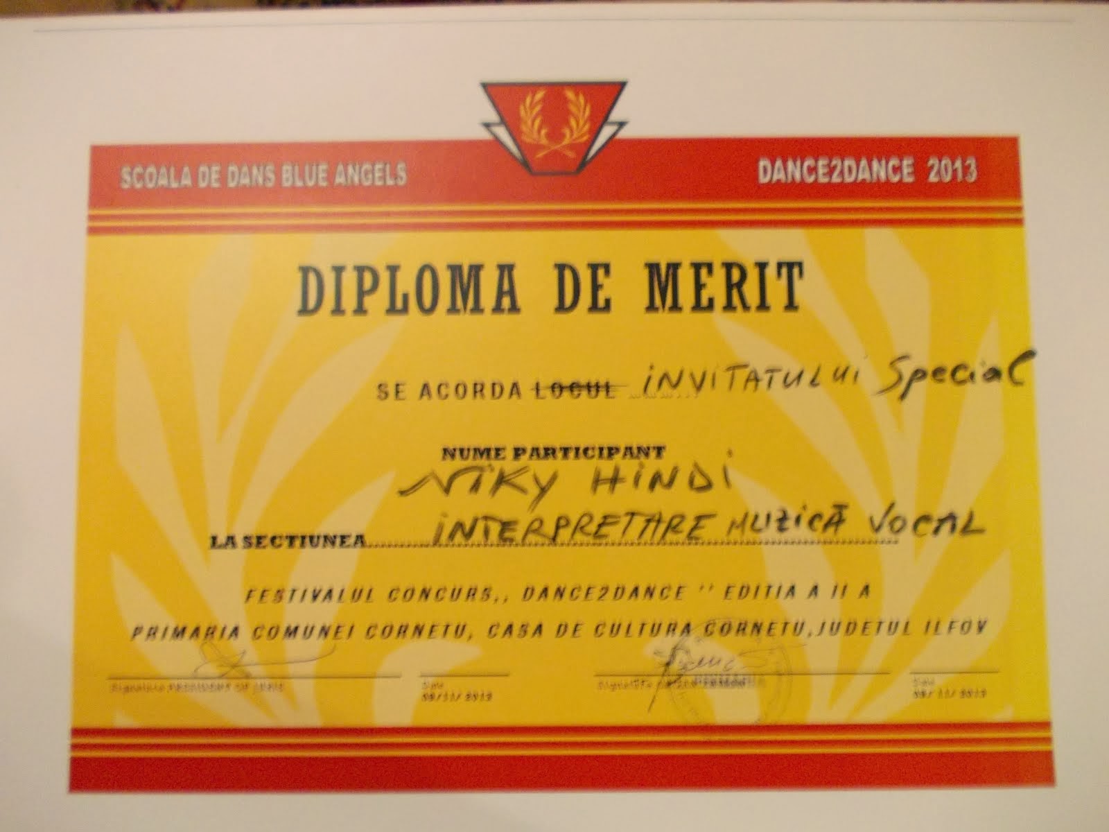 DIPLOMA - COMUNA CORNETU