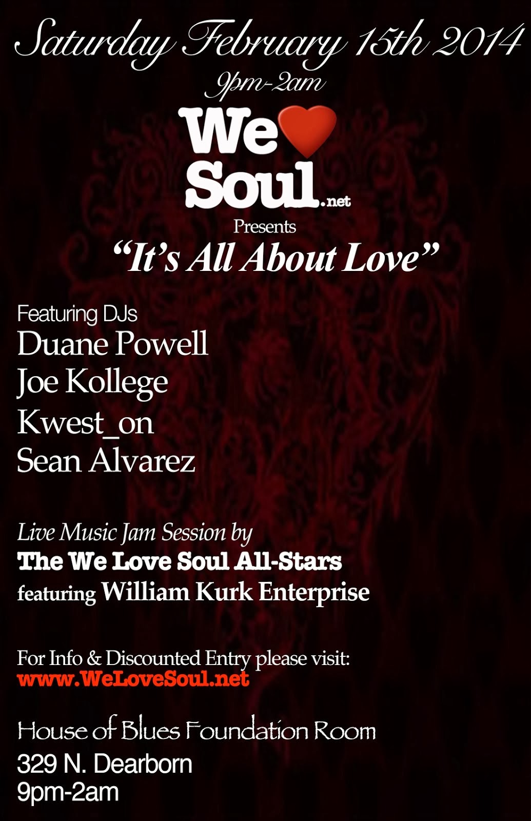 Sat Feb.15: We Love Soul presents It's All About Love