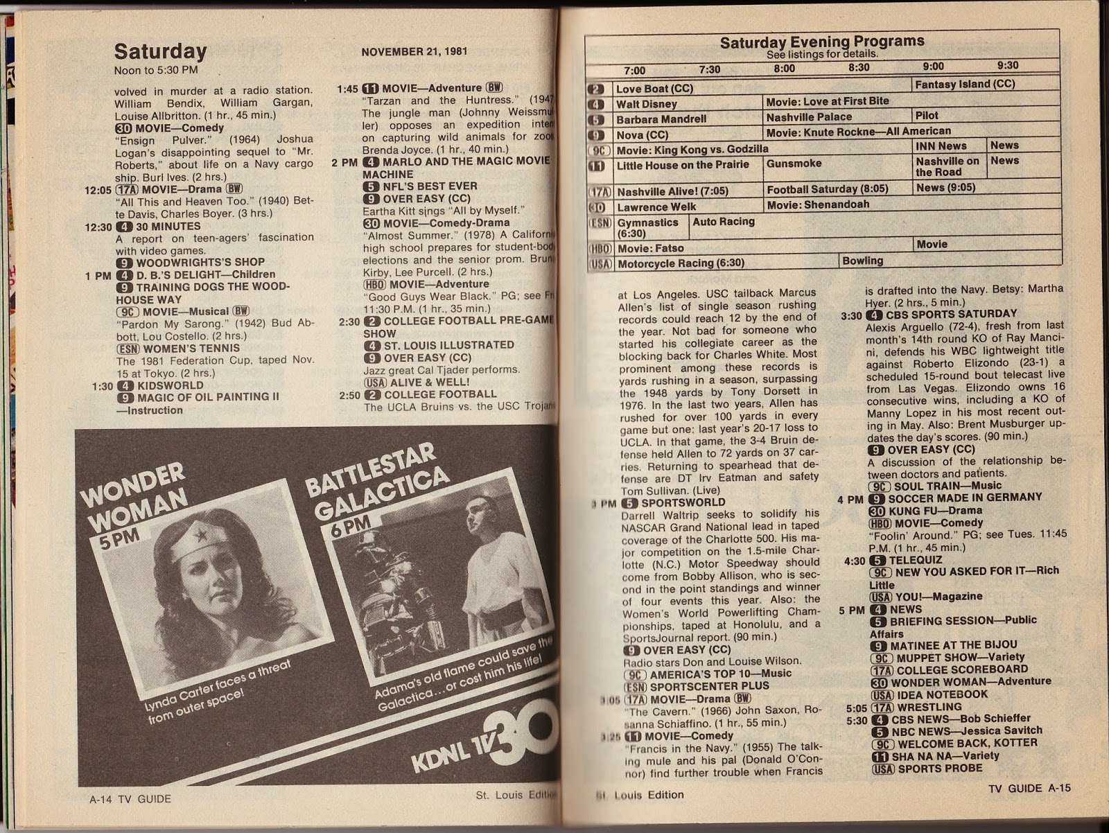 Garage Sale Finds What was on TV November 21st through 27th, 1981