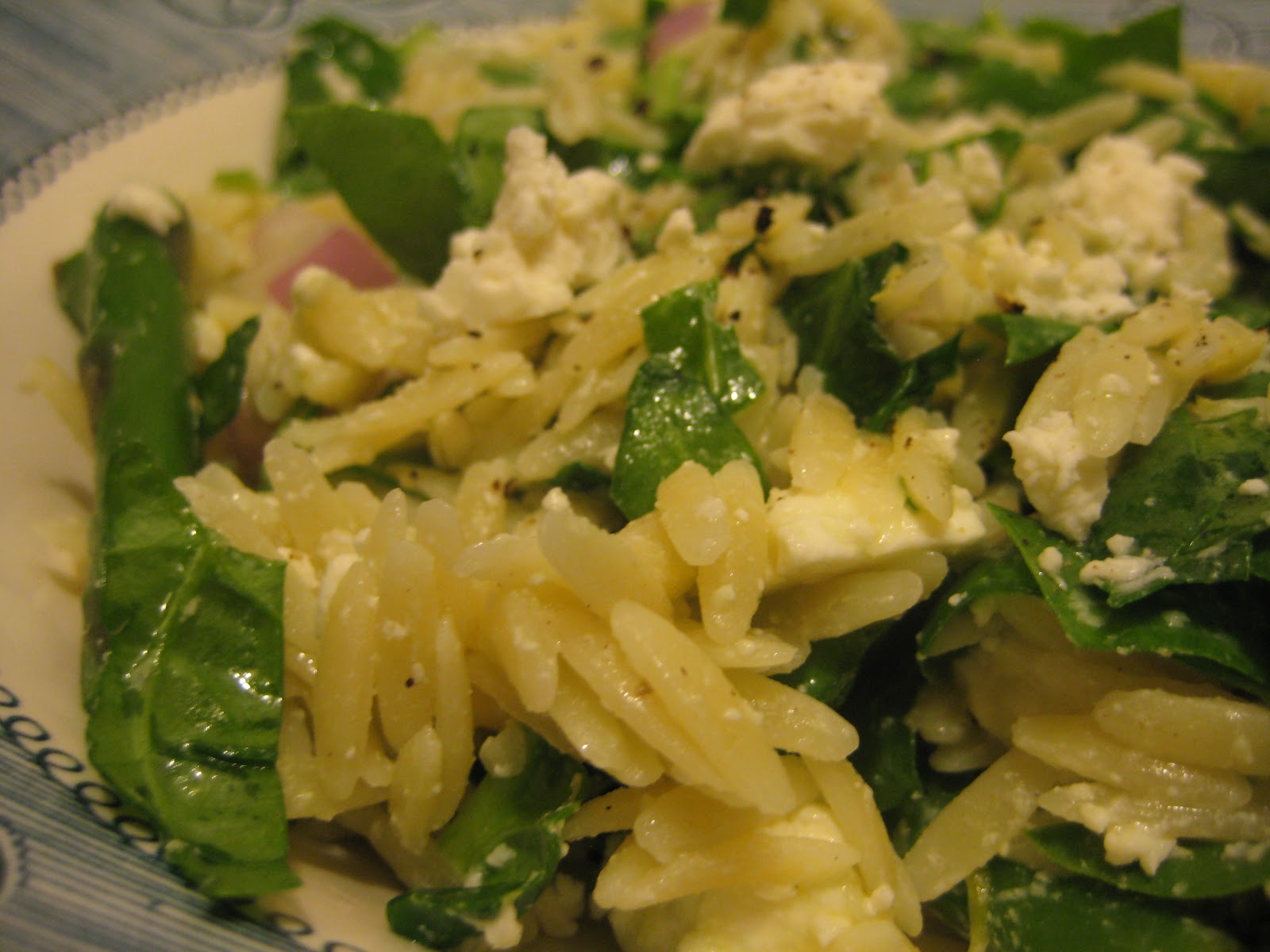 Bookcook ORZO SALAD WITH SPINACH, FETA, AND LEMON