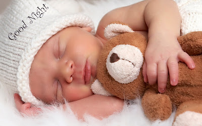 Good night Cute Baby With Teddy HD Wallpaper