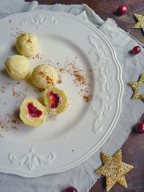 Almond Corner Chestnut Soup with Marsala and Cranberry stuffed Ricotta