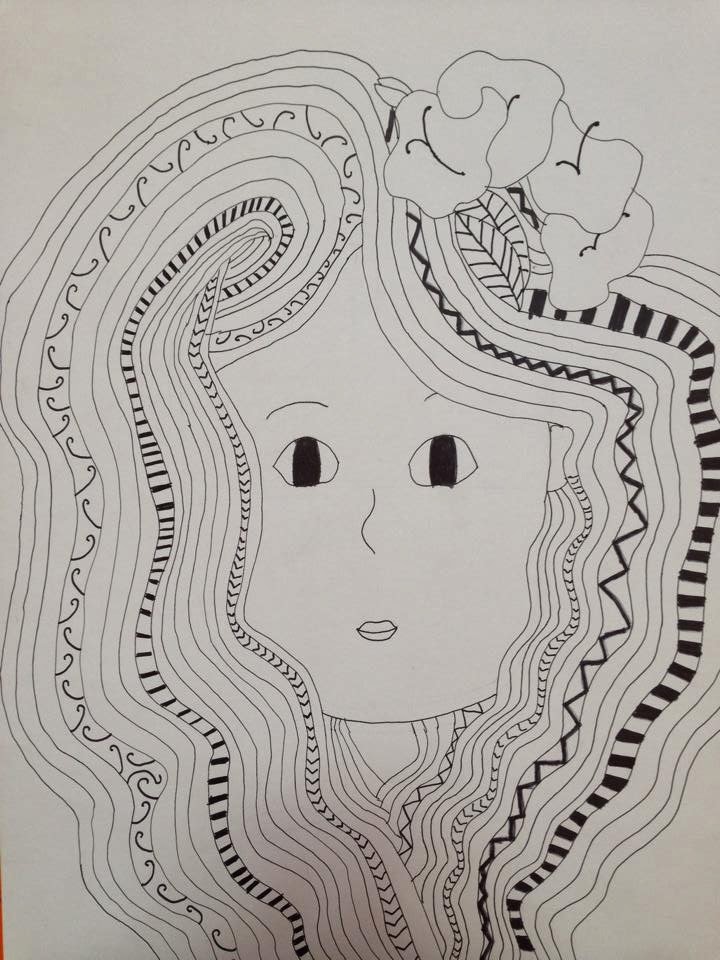 Visual Arts Crazy Hair Line Portraits