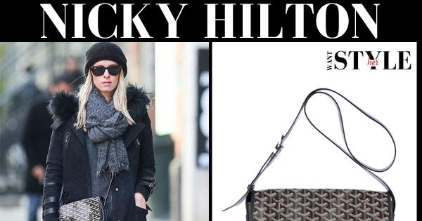 Nicky Hilton with canvas Goyard cross body bag in New York on January 21 ~  I want her style - What celebrities wore and where to buy it. Celebrity  Style