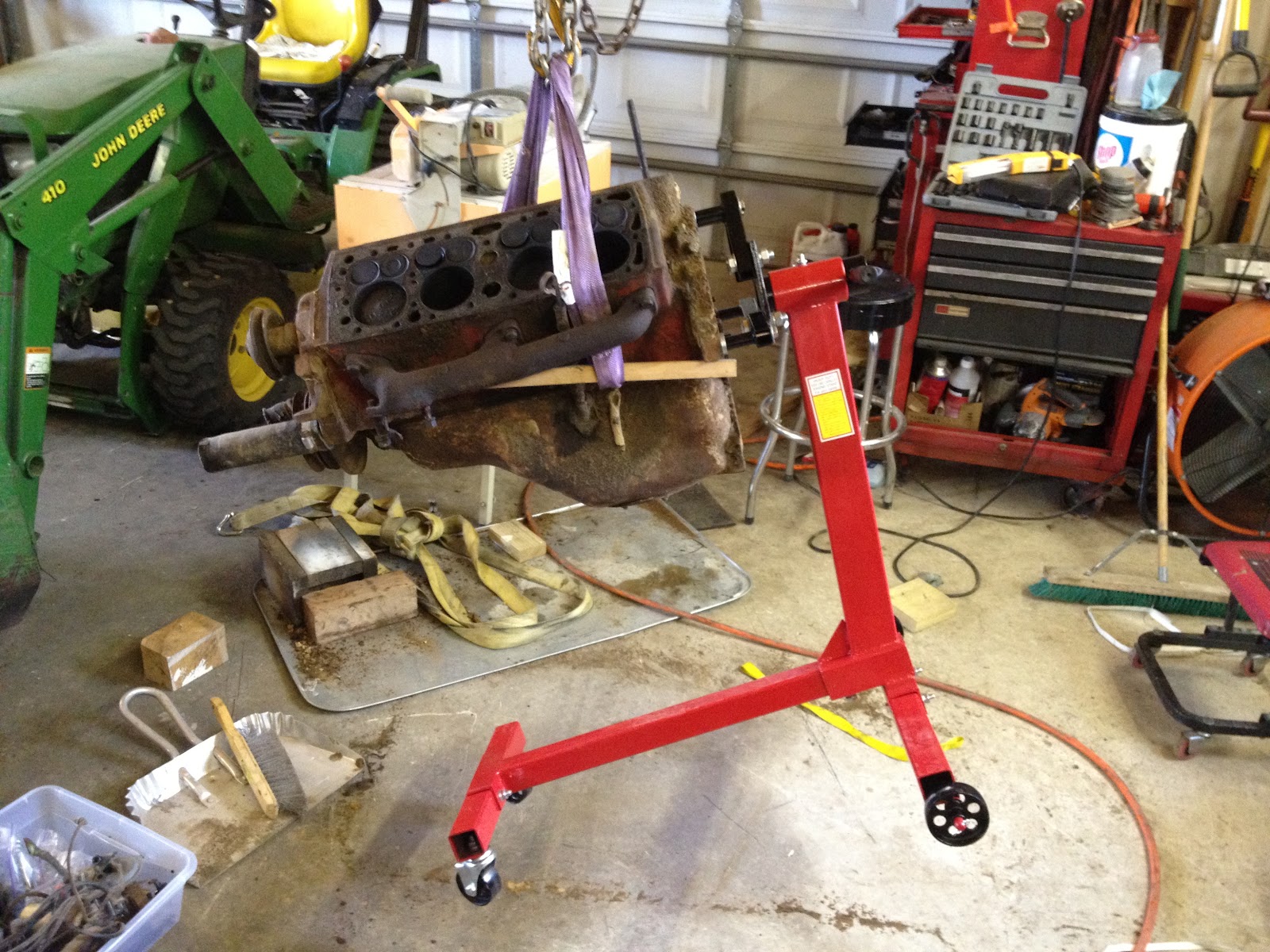 1952 F1 Restoration Mounting Engine to Engine Stand