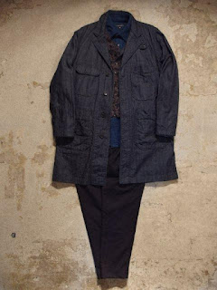 Engineered Garments "Shop Coat in Indigo 11oz Broken Denim" Fall/Winter 2015 SUNRISE MARKET