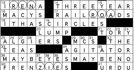 The NYT Crossword in Gothic Miscellaneous: Thursday, May 23, 2013