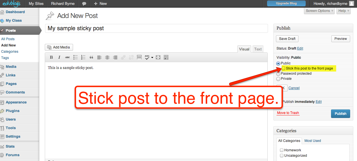 Free Technology for Teachers How to Make Posts Sticky in WordPress