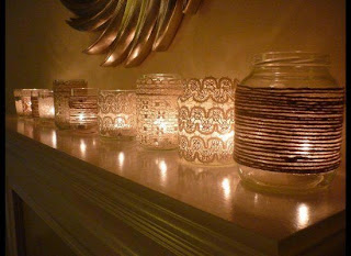 Decoração de casamento com Vidros com renda Decoração de casamento com Vidros com renda