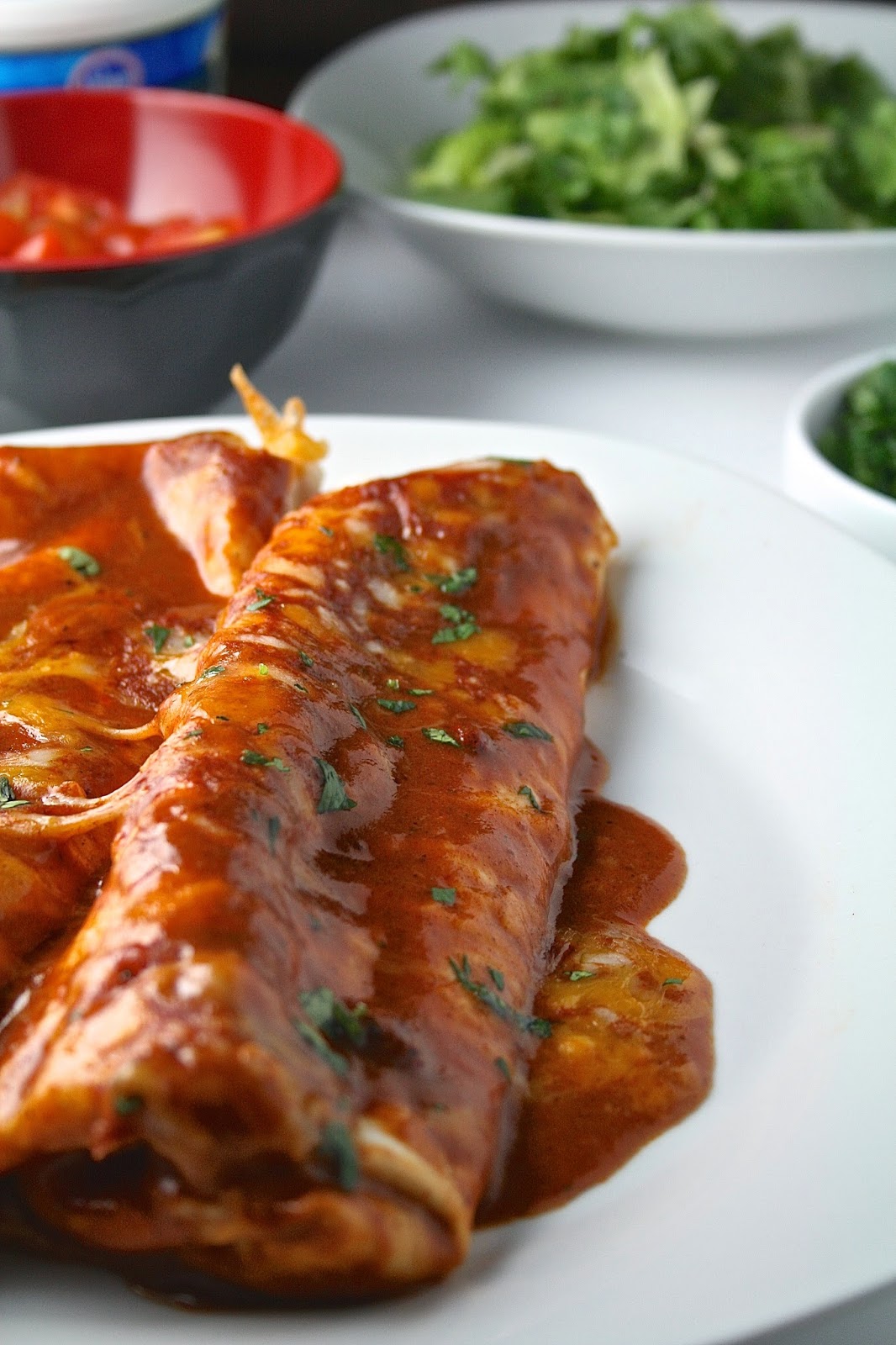 Oregon Transplant Cheese Enchiladas with Chili Gravy