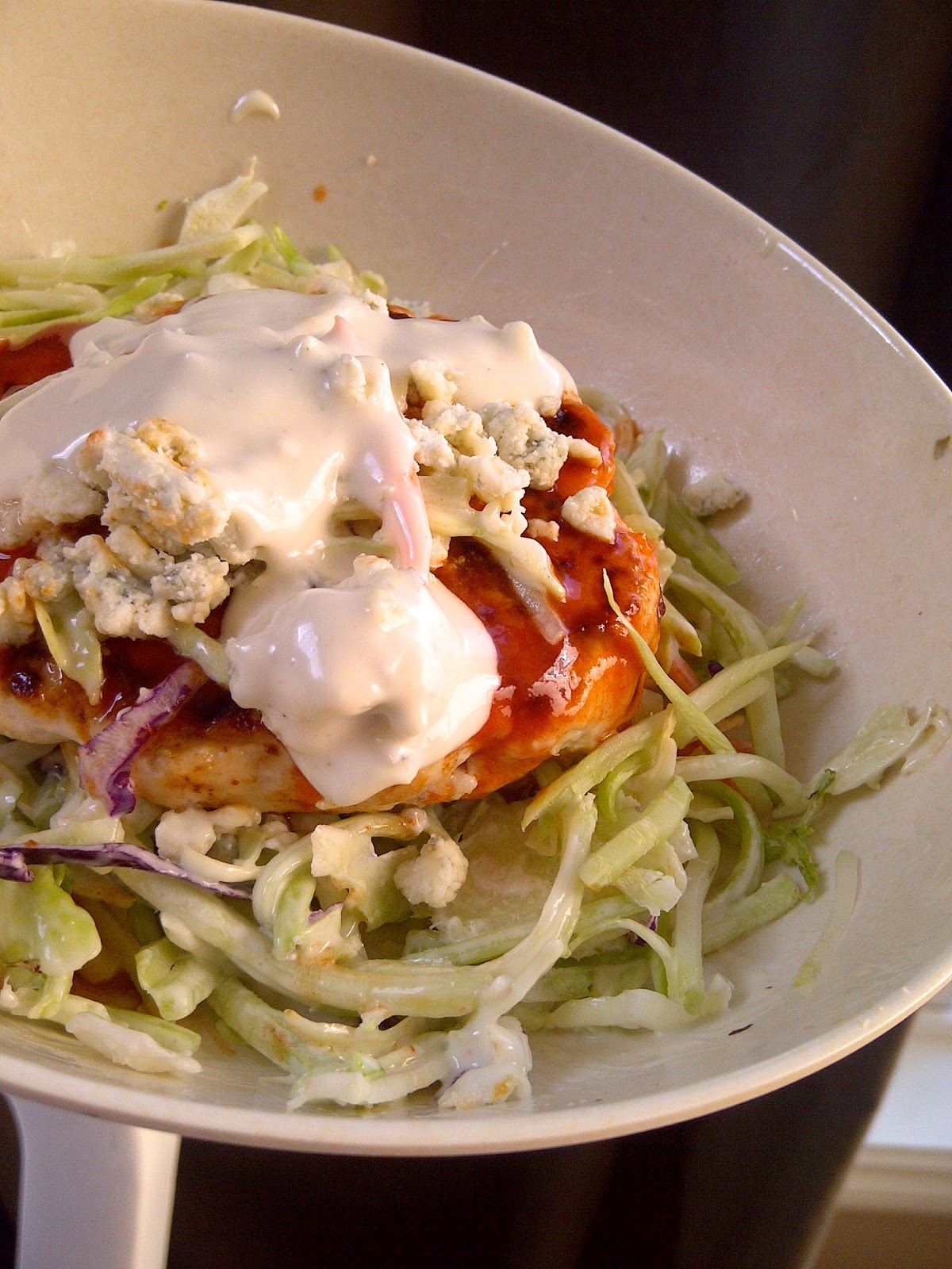 Soliloquy Of Food & Such Buffalo Chicken Patties & Blue Cheese Slaw