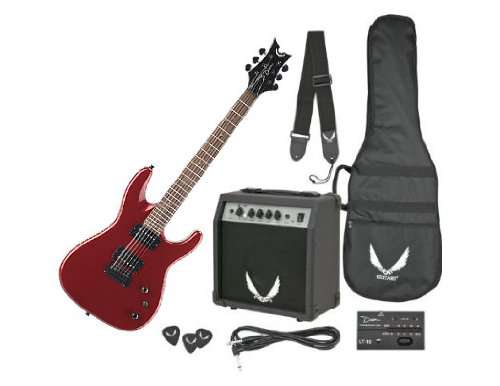 Dean Electric Guitar Starter Pack with Vendetta XMT Metalic Red, 10 Watt Amp, Gig Bag, Cord, Strap, Picks