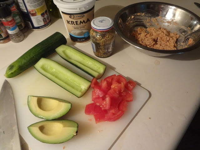 Salmon Cucumber Boats and Veggies