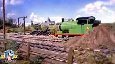 Thomas and friends Percy the train puffed wearily empty siding track ending in a big bank of earth