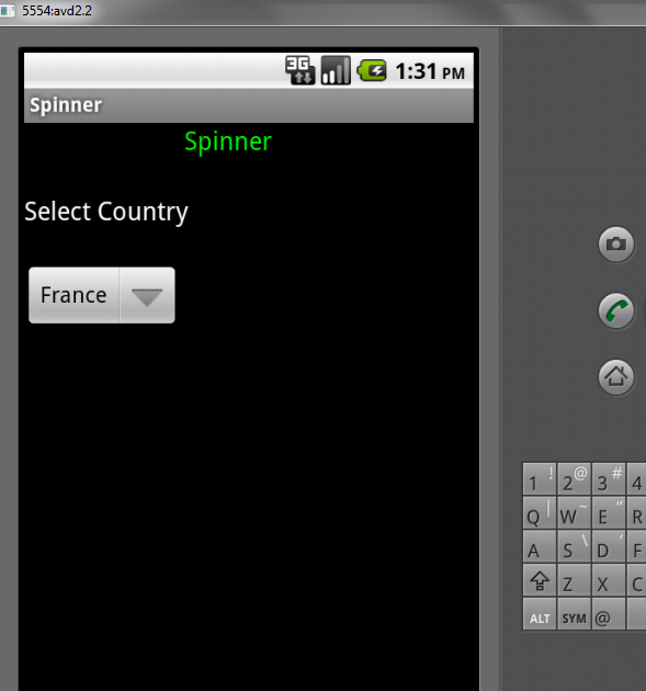Android Tutorials Spinner in Android