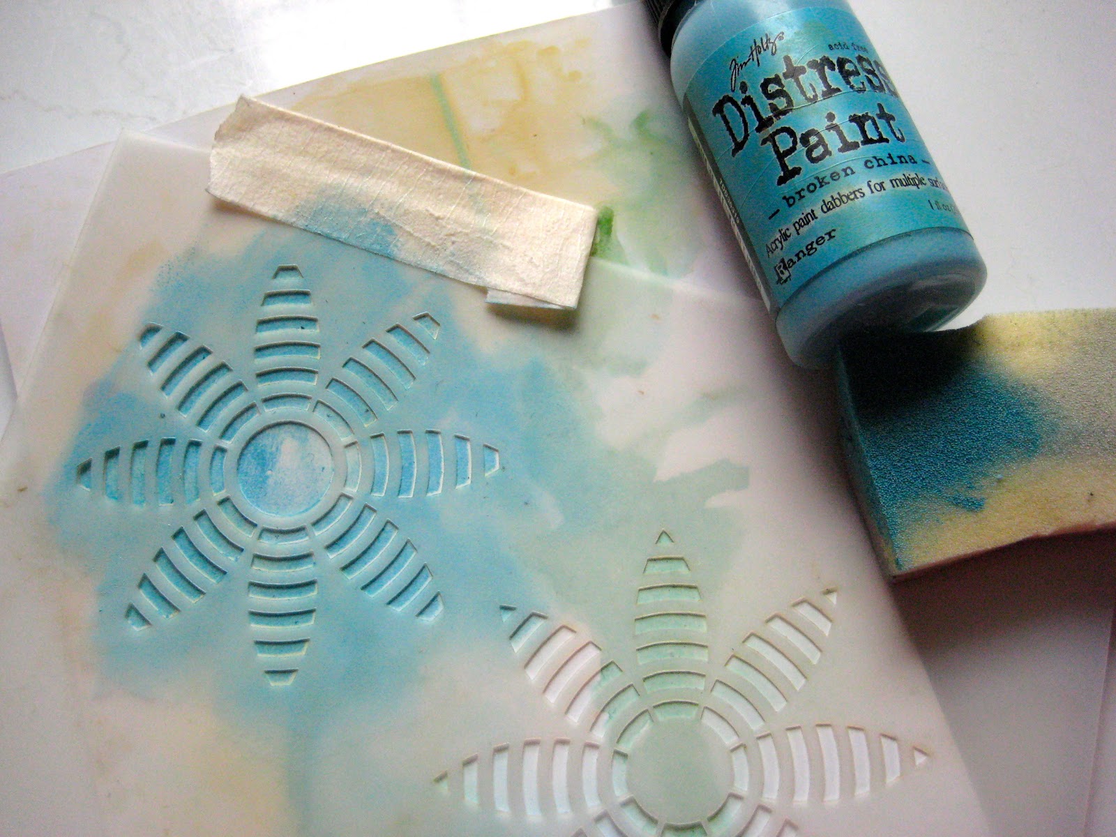 Studio 490 metallic embossing paste + lots of distress